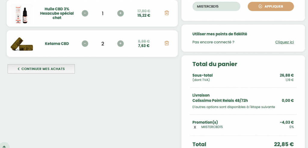 Green Owl - Panier - Code Promo miistercbd15