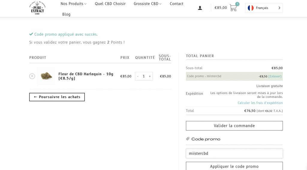Pure Extract - Panier - Code Promo miistercbd