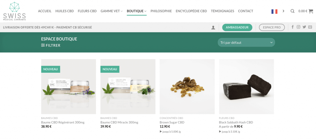 Swiss medical cannabis - produits CBD