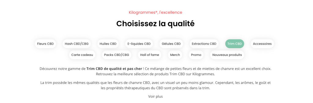 Kilogrammes - Gamme CBD