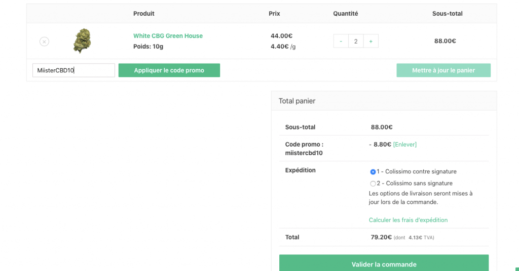 La verte shop - Panier - Code promo miisterCBD10