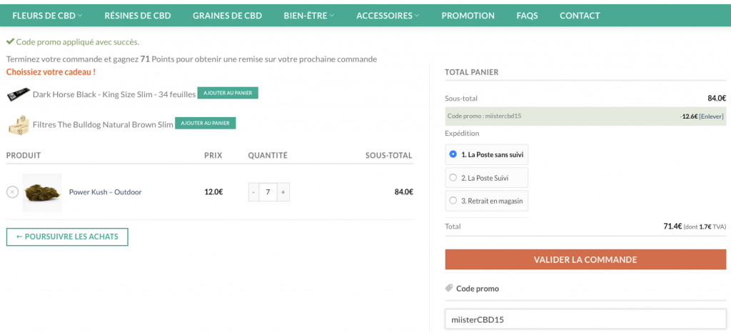 The Swiss Hemp - Panier - Code Promo MiisterCDB15